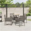 5-delars trädgårdsmatgrupp Grå Poly Rattan vidaXL 60 x 60 x 75 cm – miniatyr 4