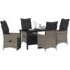 5 Delars Trädgårdsmatgrupp med Kuddar i Grå Poly Rattan vidaXL 140 x 70 x 73 cm – miniatyr 3