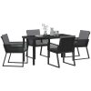 5-delars trädgårdsmatgrupp med kuddar i svart poly rattan vidaXL 140 x 70 x 73 cm – miniatyr 3