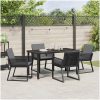 5-delars trädgårdsmatgrupp med kuddar i svart poly rattan vidaXL 140 x 70 x 73 cm – miniatyr 4