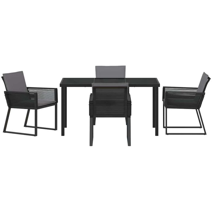5-delars trädgårdsmatgrupp med kuddar i svart poly rattan vidaXL 140 x 70 x 73 cm – bild 6