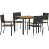 5-delars Trädgårdsmatgrupp Svart Poly-Rotting vidaXL 4 - Sitsig – miniatyr 2
