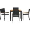 5-delars Trädgårdsmatgrupp Svart Poly-Rotting vidaXL 4 - Sitsig – miniatyr 7