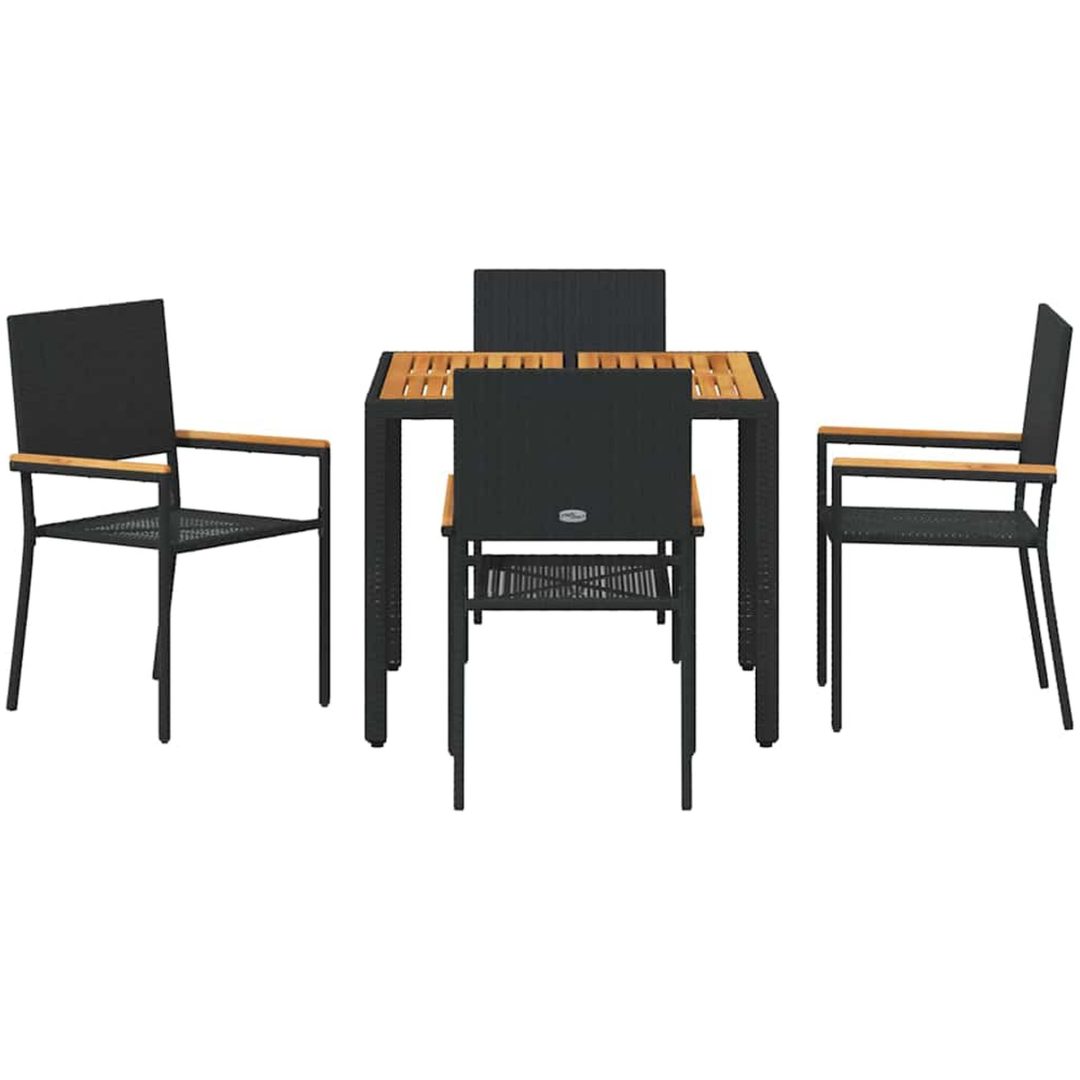 5-delars Trädgårdsmatgrupp Svart Poly-Rotting vidaXL 4 - Sitsig – bild 7