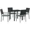 5 Delars Trädgårdsmatmöbel Set med Kuddar Svart Poly Rattan vidaXL Standard – miniatyr 2