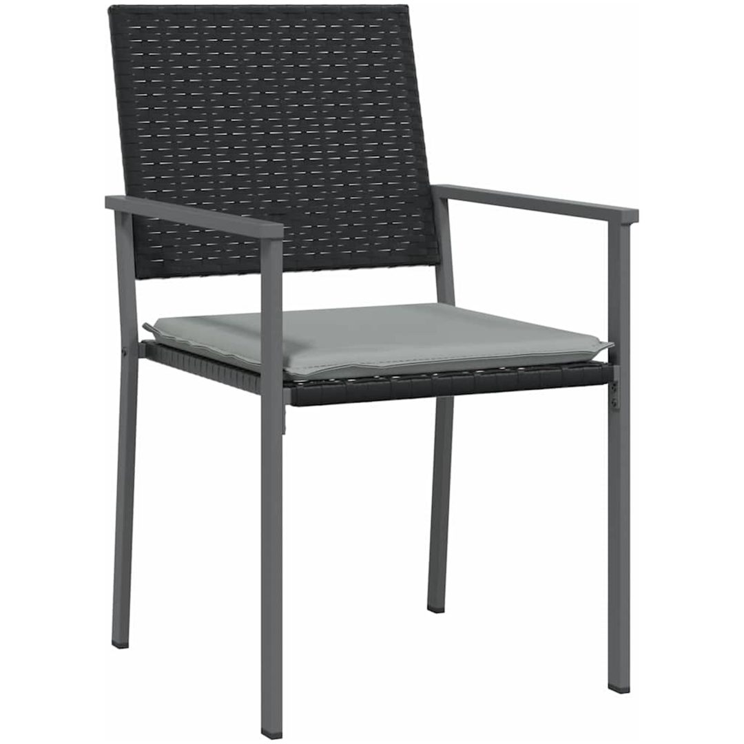5 Delars Trädgårdsmatmöbel Set med Kuddar Svart Poly Rattan vidaXL Standard – bild 5