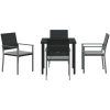 5 Delars Trädgårdsmatmöbel Set med Kuddar Svart Poly Rattan vidaXL Standard – miniatyr 6