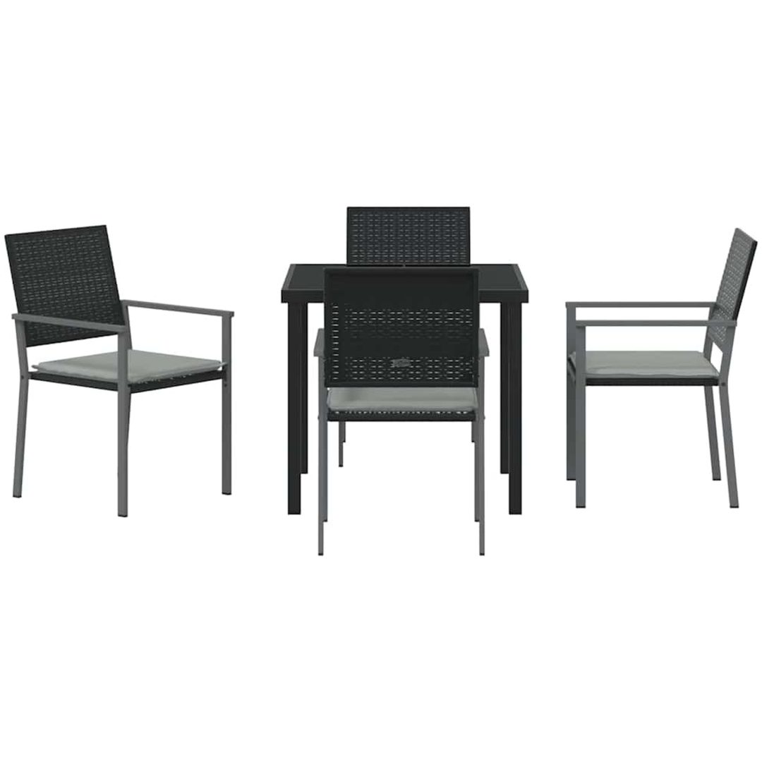 5 Delars Trädgårdsmatmöbel Set med Kuddar Svart Poly Rattan vidaXL Standard – bild 6