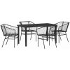 5 Delars Trädgårdsmatmöbel Set Svart Poly Rattan vidaXL 140 cm bordslängd, rymmer 4 – miniatyr 2