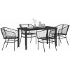 5 Delars Trädgårdsmatmöbel Set Svart Poly Rattan vidaXL 140 cm bordslängd, rymmer 4 – miniatyr 3