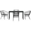 5 Delars Trädgårdsmatmöbel Set Svart Poly Rattan vidaXL 140 cm bordslängd, rymmer 4 – miniatyr 6