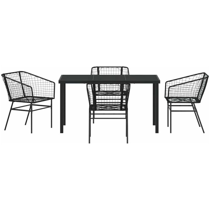 5 Delars Trädgårdsmatmöbel Set Svart Poly Rattan vidaXL 140 cm bordslängd, rymmer 4 – bild 6