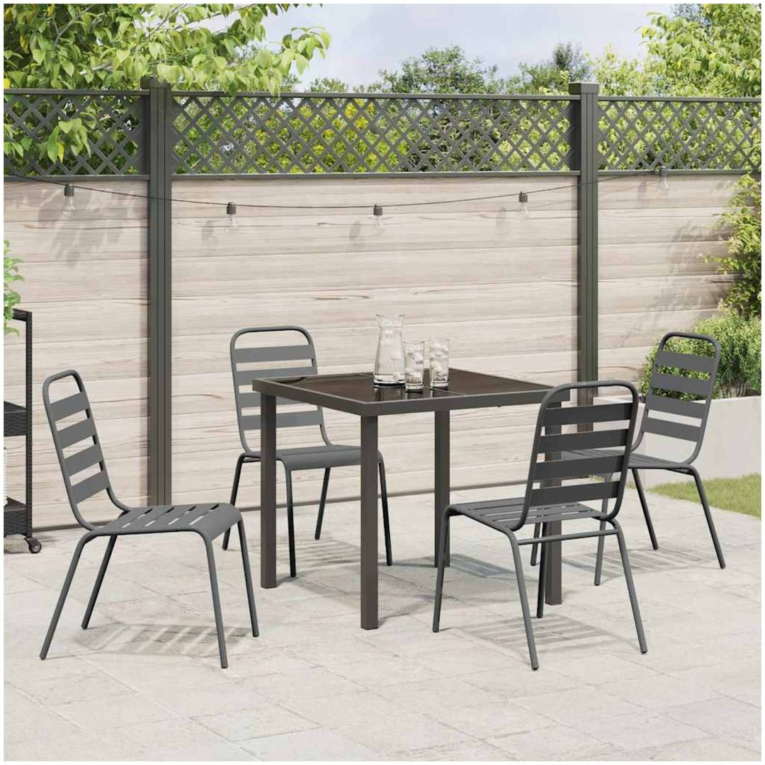 5-delars trädgårdsmatsal Mörkgrå Stål vidaXL 4 - Sitsig – bild 4