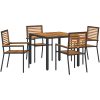 5-delars trädgårdsmatsal svart poly-rattan akacia vidaXL 4 - Sits – miniatyr 2