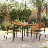 5-delars trädgårdsmatsal svart poly-rattan akacia vidaXL 4 - Sits – miniatyr 1