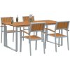 5-delars Trädgårdsmatsalsgrupp Grå Stål och Solid Akaciaträ vidaXL 180 x 90 x 75 cm – miniatyr 3