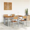 5-delars Trädgårdsmatsalsgrupp Grå Stål och Solid Akaciaträ vidaXL 180 x 90 x 75 cm – miniatyr 4