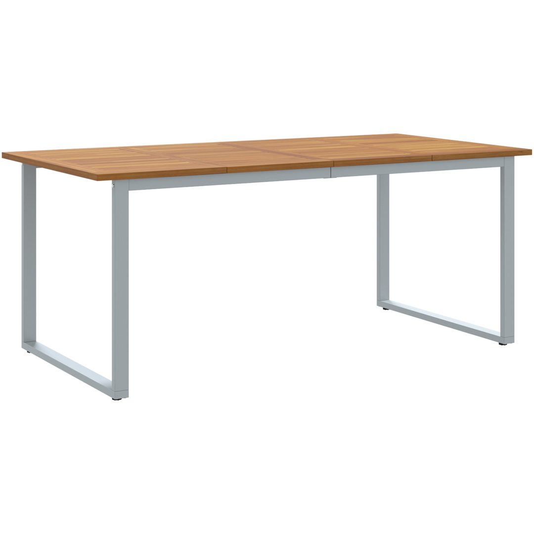 5-delars Trädgårdsmatsalsgrupp Grå Stål och Solid Akaciaträ vidaXL 180 x 90 x 75 cm – bild 5