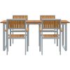 5-delars Trädgårdsmatsalsgrupp Grå Stål och Solid Akaciaträ vidaXL 180 x 90 x 75 cm – miniatyr 7