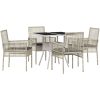 5-delars trädgårdsmatsalsset ljusgrå Poly Rattan vidaXL 80 x 80 x 75 cm – miniatyr 2