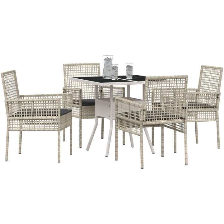 5-delars trädgårdsmatsalsset ljusgrå Poly Rattan vidaXL 80 x 80 x 75 cm – bild 3