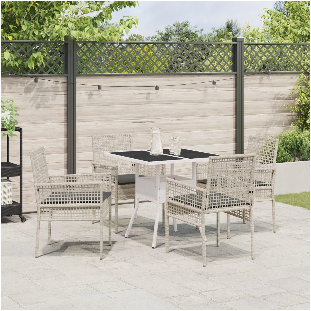 5-delars trädgårdsmatsalsset ljusgrå Poly Rattan vidaXL 80 x 80 x 75 cm – bild 4