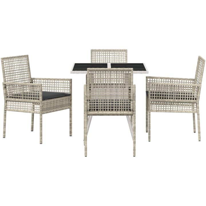 5-delars trädgårdsmatsalsset ljusgrå Poly Rattan vidaXL 80 x 80 x 75 cm – bild 7