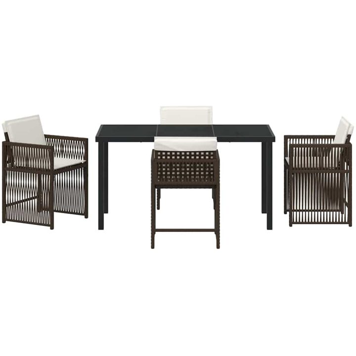 5-delars trädgårdsmatsalsset med kuddar i brun polyrotting vidaXL 140 x 80 x 73 cm – bild 6