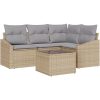 5-delars trädgårdsmatsalsset med kuddar i svart poly rattan vidaXL 55 x 55 x 37 cm – miniatyr 2