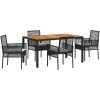 5-delars trädgårdsmatsalsset med kuddar svart poly rattan vidaXL 150 x 90 x 75 cm – miniatyr 2