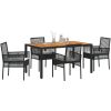 5-delars trädgårdsmatsalsset med kuddar svart poly rattan vidaXL 150 x 90 x 75 cm – miniatyr 3