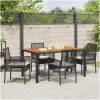 5-delars trädgårdsmatsalsset med kuddar svart poly rattan vidaXL 150 x 90 x 75 cm – miniatyr 4