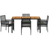 5-delars trädgårdsmatsalsset med kuddar svart poly rattan vidaXL 150 x 90 x 75 cm – miniatyr 7