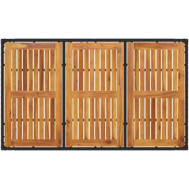 5-delars trädgårdsmatsalsset med kuddar svart poly rattan vidaXL 150 x 90 x 75 cm – bild 8