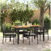 5-delars trädgårdsmatsalsset med kuddar svart poly rattan vidaXL 150 x 90 x 75 cm – miniatyr 1