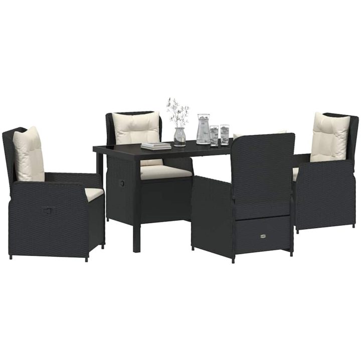 5-delars trädgårdsmatsats svart poly konstrotting vidaXL 4 - Sits – bild 3