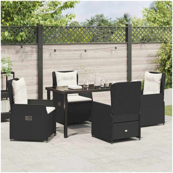 5-delars trädgårdsmatsats svart poly konstrotting vidaXL 4 - Sits – bild 4