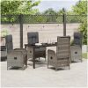 5 Delars Trädgårdsmatset Grå Poly Rattan vidaXL 57 x 62.5 x 109 cm – miniatyr 4