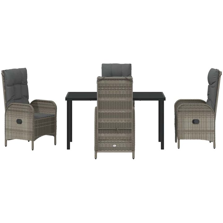 5 Delars Trädgårdsmatset Grå Poly Rattan vidaXL 57 x 62.5 x 109 cm – bild 7