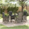 5 Delars Trädgårdsmatset Grå Poly Rattan vidaXL 57 x 62.5 x 109 cm – miniatyr 1