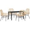 5-delars trädgårdsmatset med kuddar, brunt poly rattan. vidaXL 140 x 80 x 73 cm – miniatyr 2