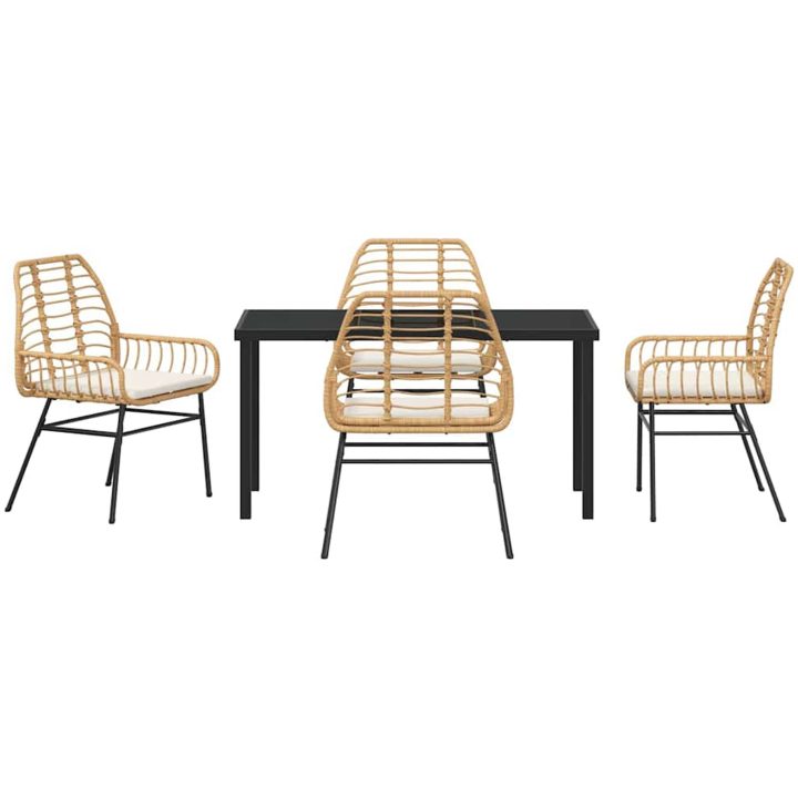 5-delars trädgårdsmatset med kuddar, brunt poly rattan. vidaXL 140 x 80 x 73 cm – bild 7