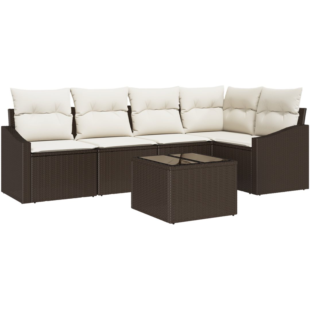 5-delars trädgårdsmatset med kuddar, grå poly rattan vidaXL 55 x 55 x 37 cm – bild 2