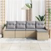 5-delars trädgårdsmatset med kuddar i beige poly rattan vidaXL 233 x 117 x 85 cm – miniatyr 3
