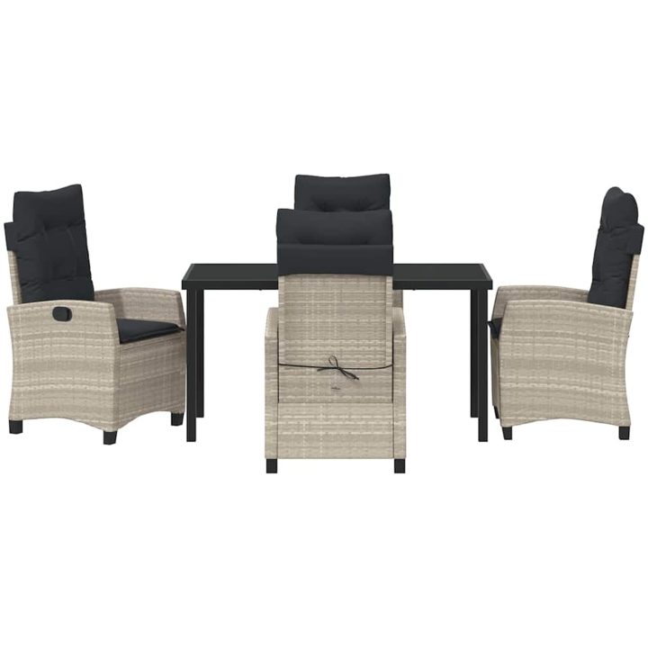 5 Delars Trädgårdsmatset Med Kuddar I Ljusgrå Poly Rattan vidaXL 140 x 80 x 73 cm – bild 6
