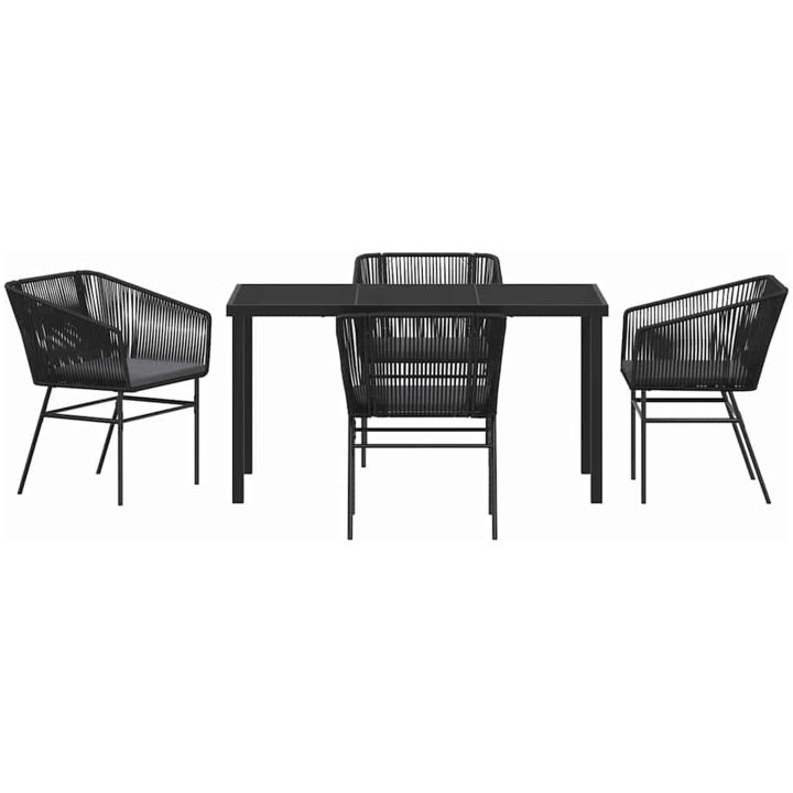 5-delars trädgårdsmatset med kuddar i svart poly rattan vidaXL Standard – bild 7