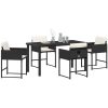 5-delars Trädgårdsmatset med Kuddar - Svart Poly Rattan vidaXL 140 x 70 x 73 cm – miniatyr 3