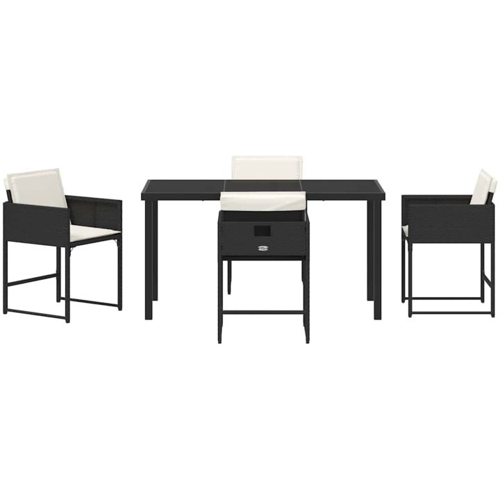 5-delars Trädgårdsmatset med Kuddar - Svart Poly Rattan vidaXL 140 x 70 x 73 cm – bild 7