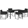 5-delars trädgårdsmatset med kuddar, svart poly-rattan vidaXL 140 x 70 x 73 cm – miniatyr 2