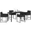 5-delars trädgårdsmatset med kuddar, svart poly-rattan vidaXL 140 x 70 x 73 cm – miniatyr 3